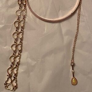 Rose Gold Fashion Jewelry Set 2 Necklaces & Bracelet